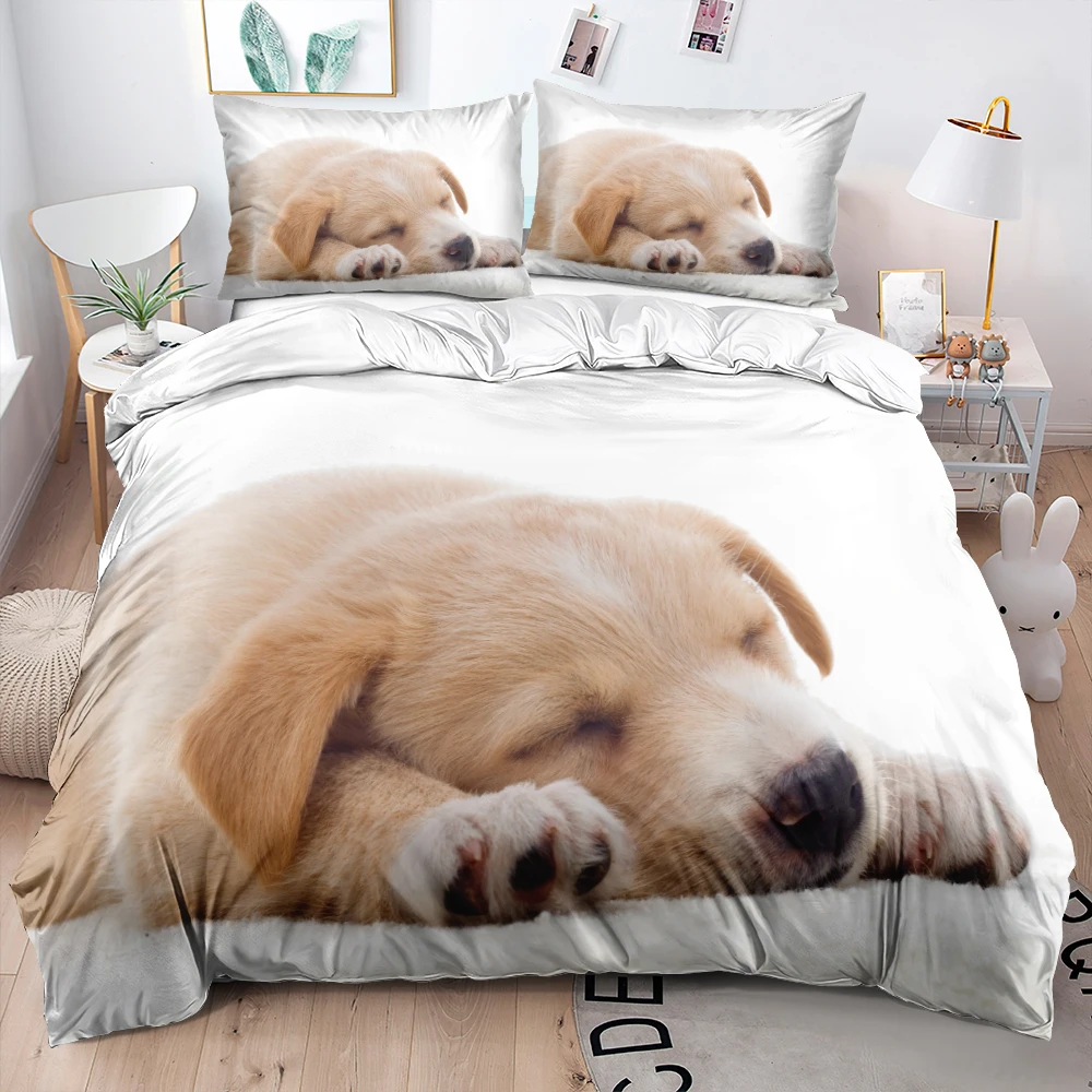 

3D Pet Dog Custom Quilt Covers Comforter Cover Set Pillow Shames Beedings Twin King Queen Double Single Size White Bedclothes