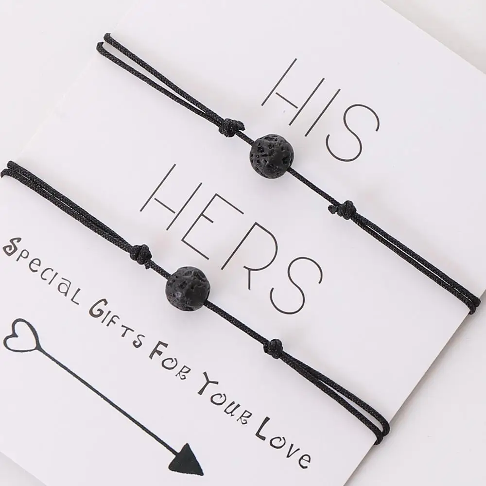 Простой Регулируемый черный браслет G.YCX из черной лавовой ленты браслеты для