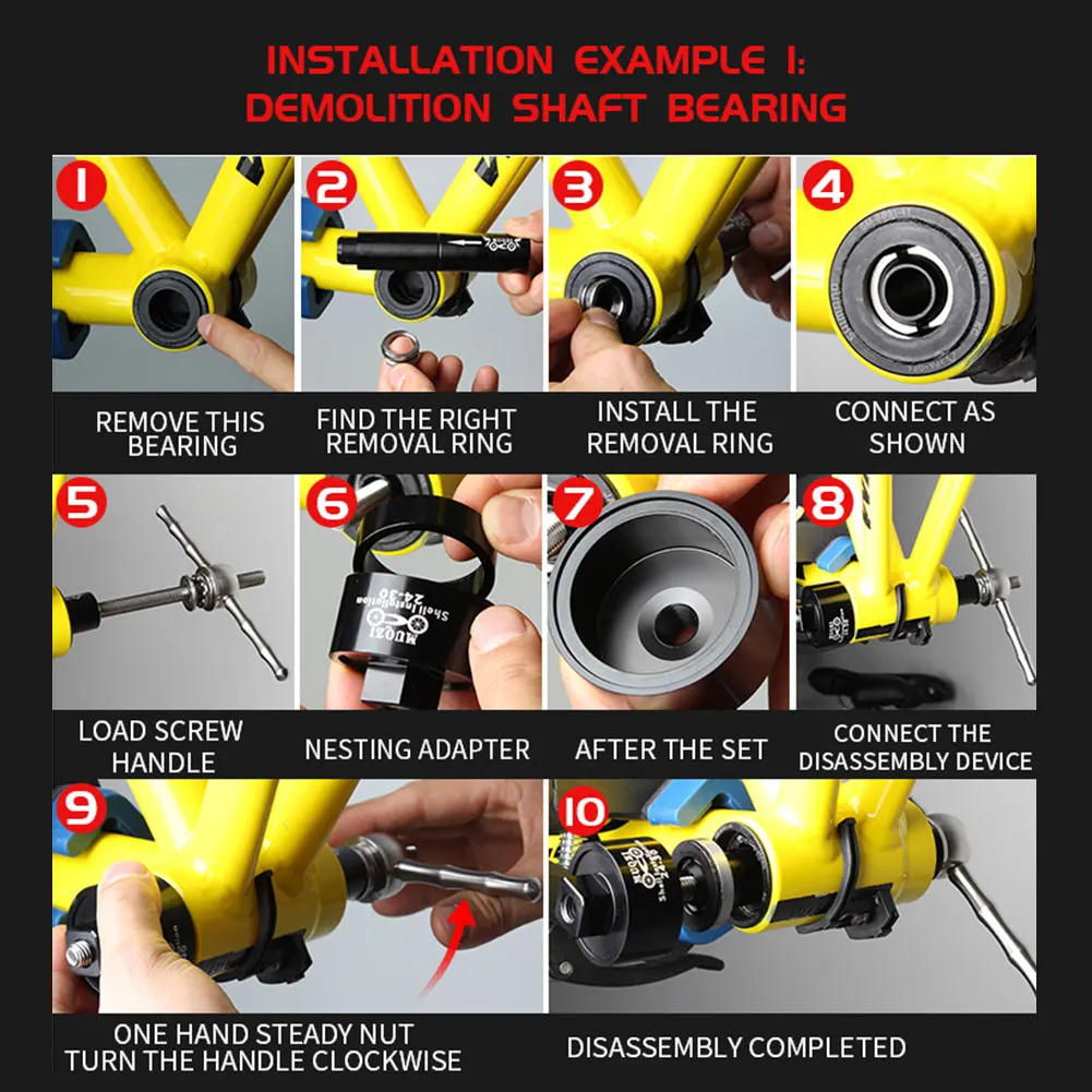 

High Quality Bike Tools Bicycle axle center Press-In Shaft Static Installation Disassembly Tool Suit Mountain bike road bike