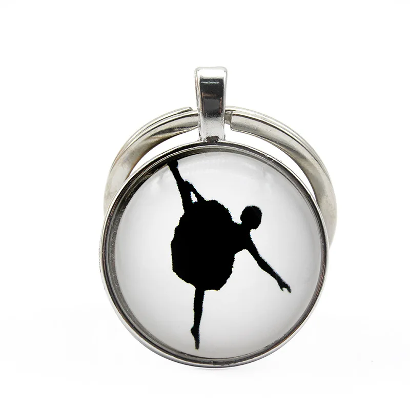 

Fashion Jewelry Ballet Dance Key Chain Ballet Dancers Key Ring Cabochon Glass Pendant Key Ring Ballet Dancers Creative Gifts