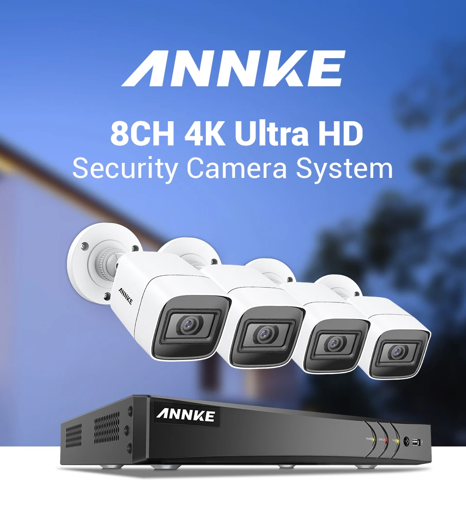 ANNKE 4K Ultra HD 8CH CCTV система безопасности 8MP 5в1 H.265 DVR с 4 шт 8MP Открытый Всепогодный комплект камеры видеонаблюдения
