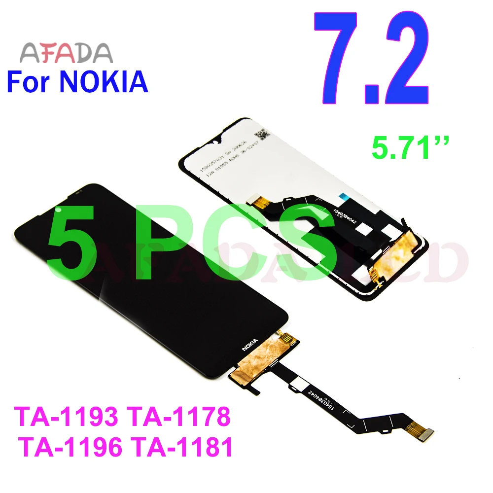 5 uds Original 6,3 "LCD para Nokia 7,2 pantalla LCD recambio de conjunto de pantalla t&aacute;ctil para Nokia 7,2 TA-1193 TA-1178 TA-1196 TA-1181-0