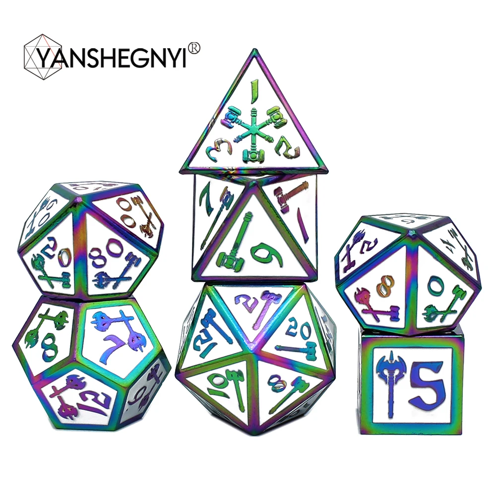 

Zinc Alloy Metal Dice Polyhedral Dice 7PCS D20 D12 D10 D8 D6 D4 for dice DND RPG MTG Table Games Dice setpolyhedral d&d dices