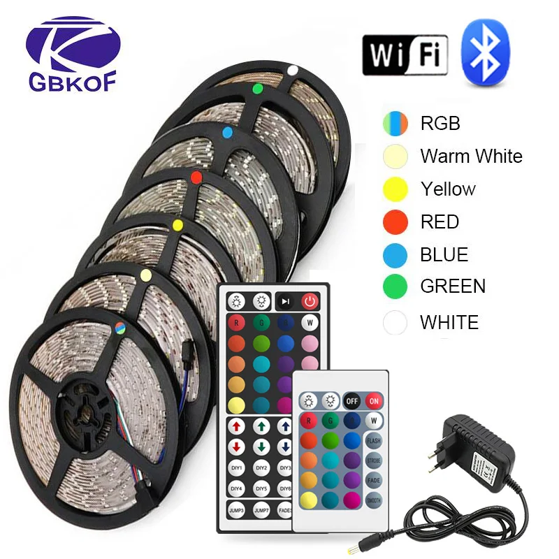 Цветная (RGB) 300 светодиодный полосы светильник 5 м 10 15 60 Светодиодный s/М 5050 SMD 2835