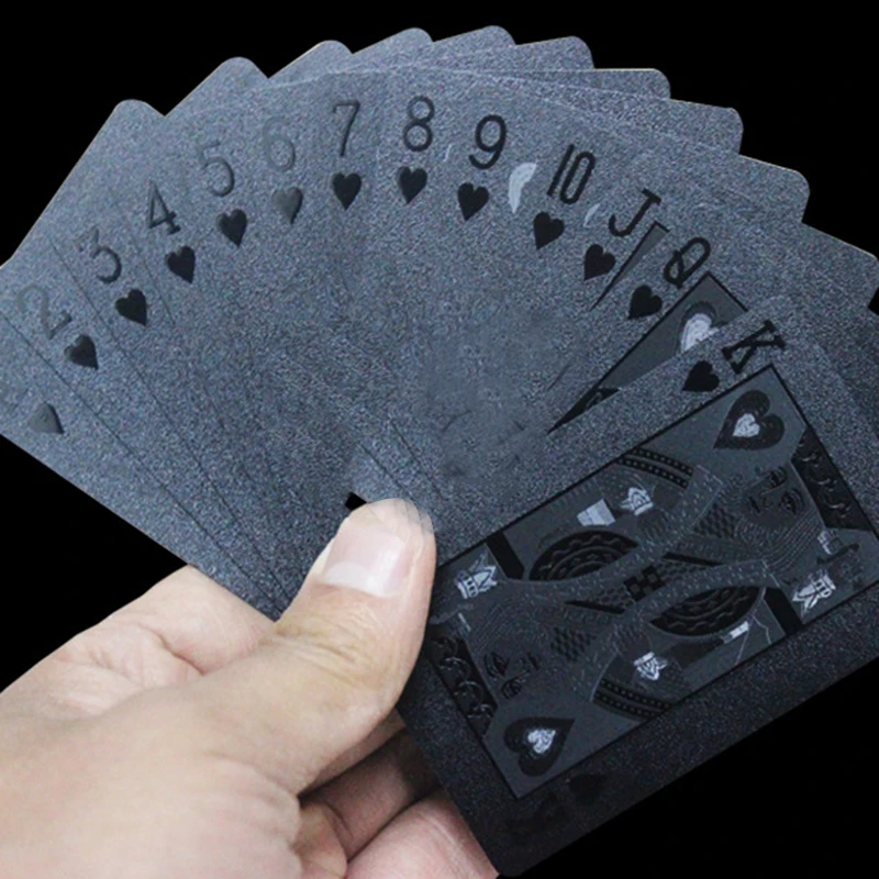 Черные алмазные игральные карты 54 шт. полностью черные покерные моющиеся