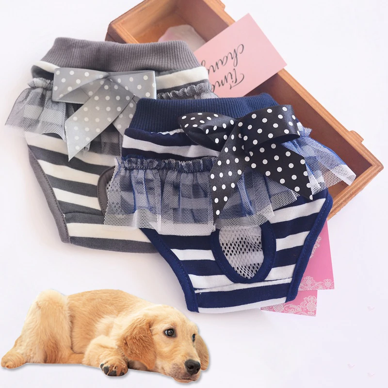 

Dog Physiological Pants Diaper Sanitary Underwear Washable Cotton Female Dog Panties Briefs Teddy Dog Pet Physiological Shorts