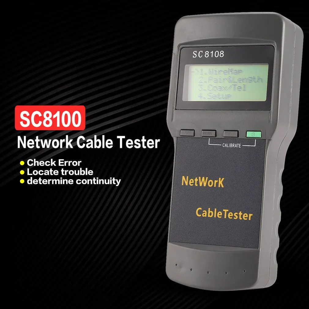 SC8108 Multifunctional Network Tester Portable LAN Phone Cable Meter&Tester Wire Tracker LCD Display 5E 6E RJ45