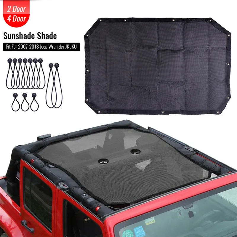 Mesh Sunshade Fit for Jeep 2007- Jeep Wrangler JK JKU Jeep JK Front Shade Plain Protection Heat Shield Windshield Visor