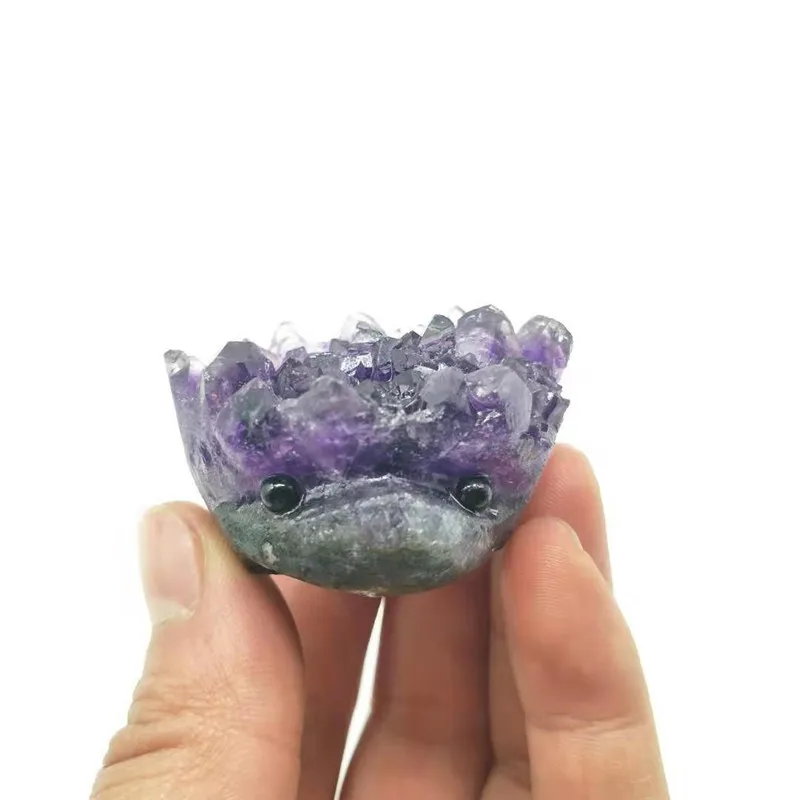 1 шт. малый размер натуральный фиолетовый кристалл скульптура ежа аметист