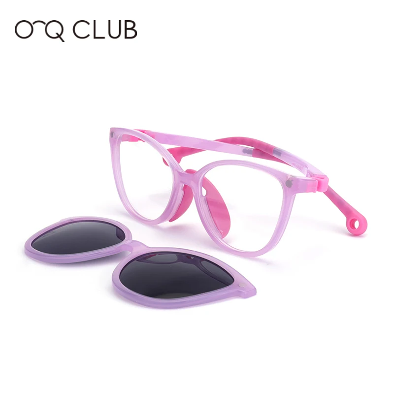 O-Q CLUB Kids Glasses Boys Girls Cat Eye Fashion Sunglasses Optical Magnetic Clip On Polarized UV400 Eyeglasses Frames 19977
