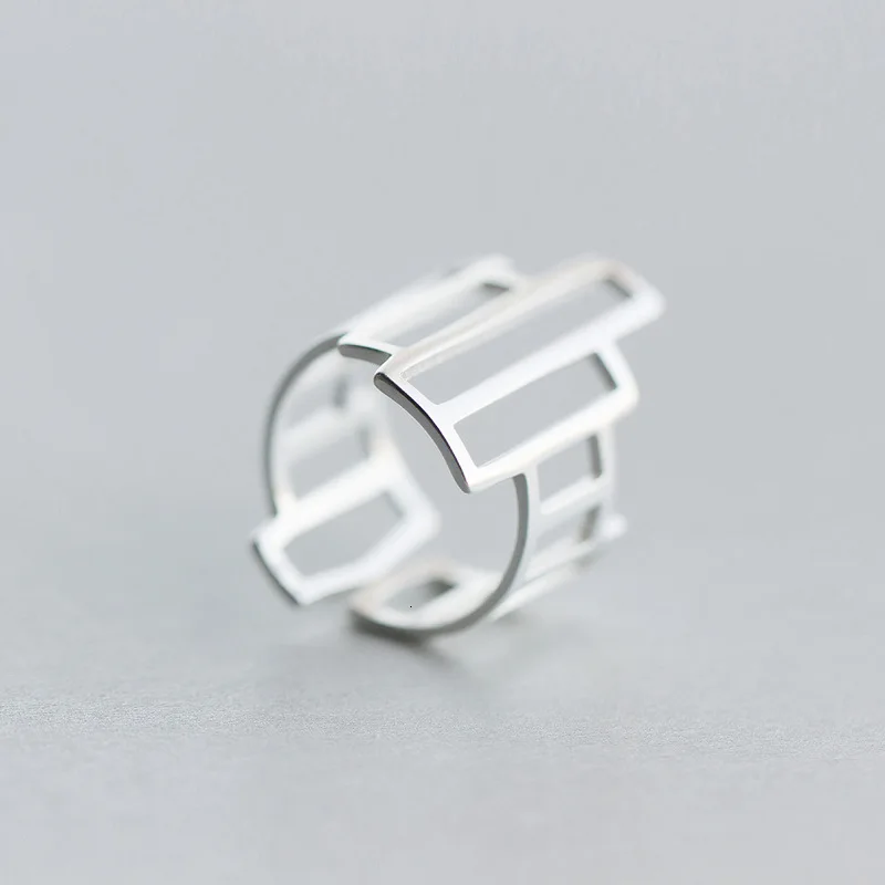 

Новый настоящий. Регулируемое серебряное кольцо с геометрическим рисунком GTLJ1086