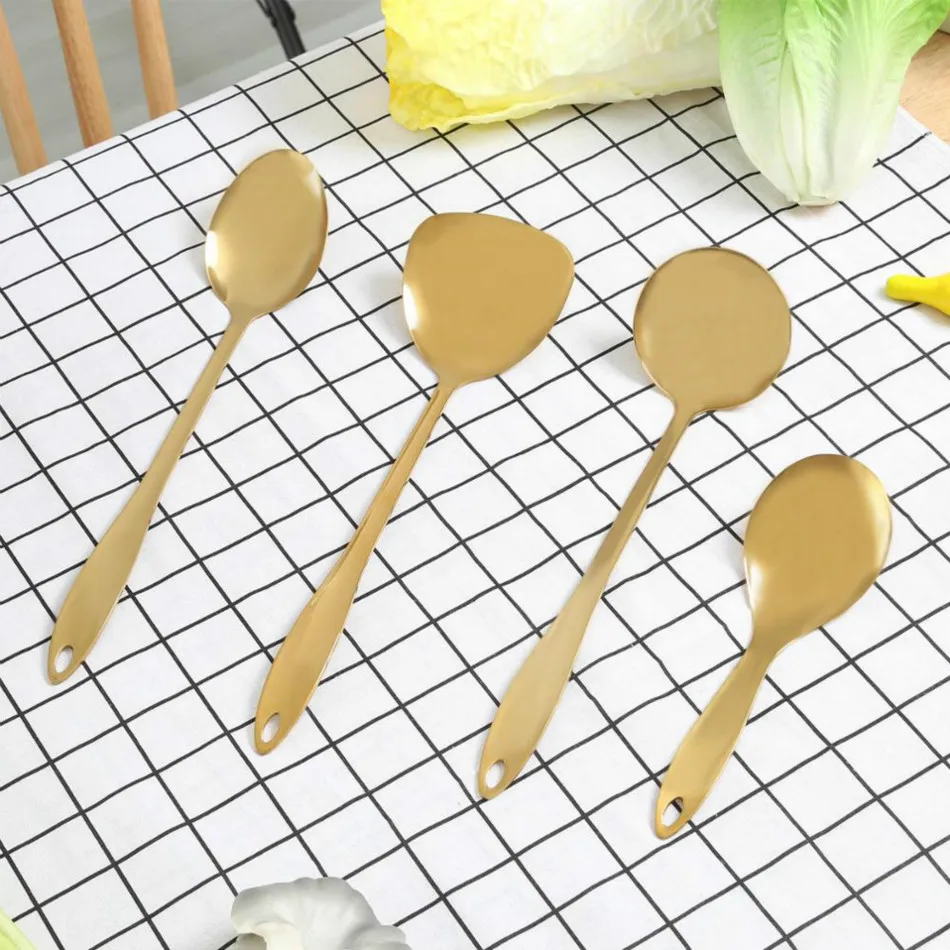 8 шт. антипригарные золотые титановые кухонные инструменты из нержавеющей стали
