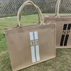 Персонализированная Джутовая сумка, пляжная сумка, сумка-тоут с именем, подарок для невесты, сумка из мешковины