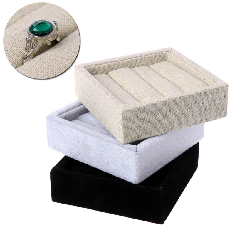 

Velvet Jewelry Earring Ring Display Box Tray Holder Storage Showcase Organizer