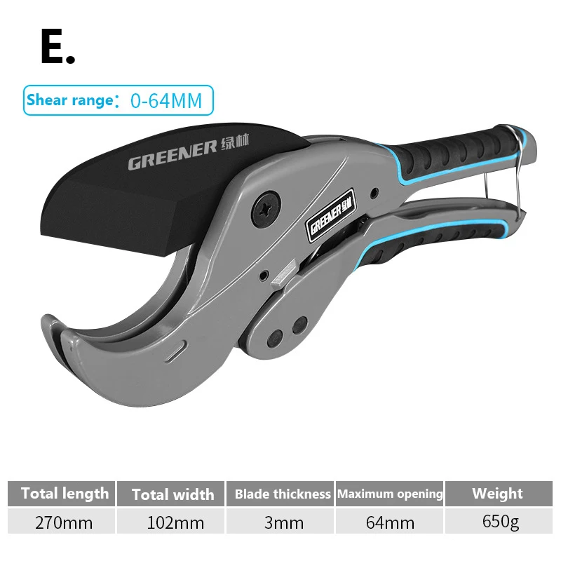 

64MM Pipe Cutter PVC PPR PU PE Pipe Scissors Aluminum Alloy Body Ratchet Scissors Pipe Scissors Hose Cutting Hand Tools