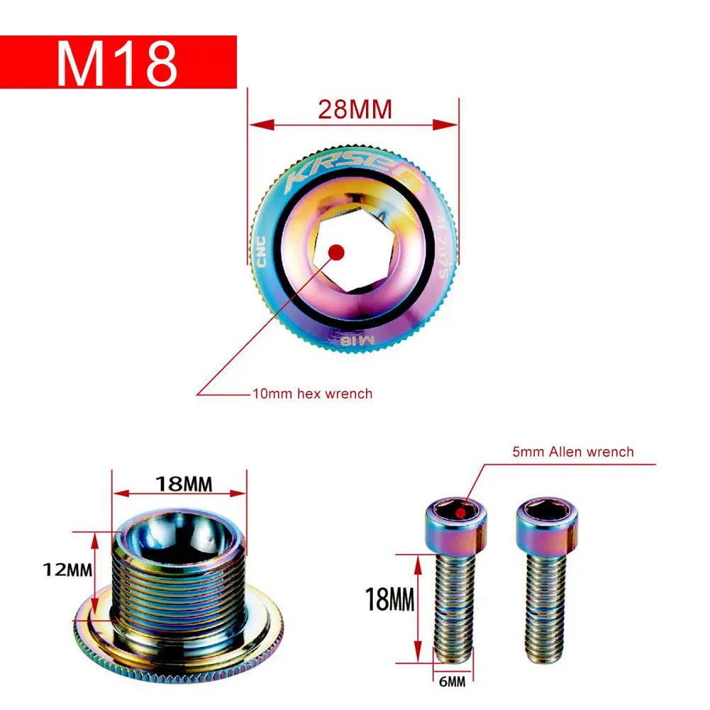 

M15/M18/M20 Bicycle Crank Screws Crank Arm Fixing Bolt with Aluminum Alloy Cover Cap for Shimano FSA Prowheel