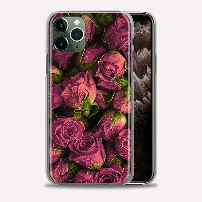 

Flower Rose Bumper Case For iPhone 11 Pro Max 12 Pro X XS Max XR 7 8 6 6S Plus SE Hard PC Protective Phone Bags Cover Coque
