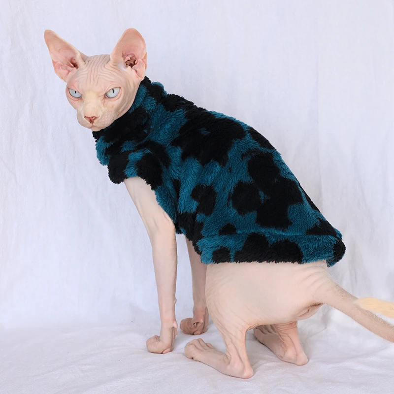 Hairless заказной свитер для кошки утолщенная сила осень и зима ins плюшевая утолщенная Коралловая плюшевая одежда для кошки Сфинкс