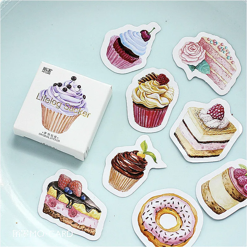 1pcs New Delicate Purple Cake Stationery Sticker Decorative Adhesive Practical Cartoon Scrapbooking Decoration Diary Stickers | Канцтовары