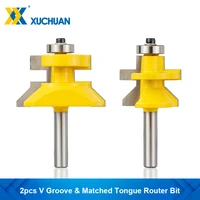 v groove matched tongue router bit 2pcs 8mm shank woodworking groove cutters tungsten carbide joint router bit wood router bit