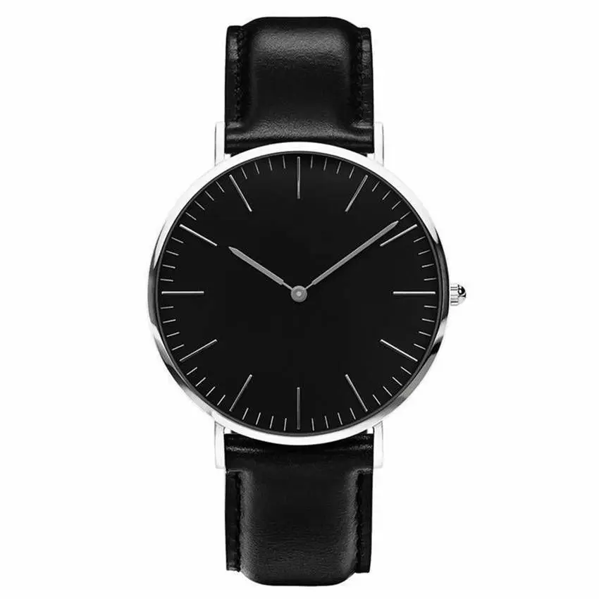 Простые кварцевые часы без логотипа ультратонкие военные армейские кожаные -