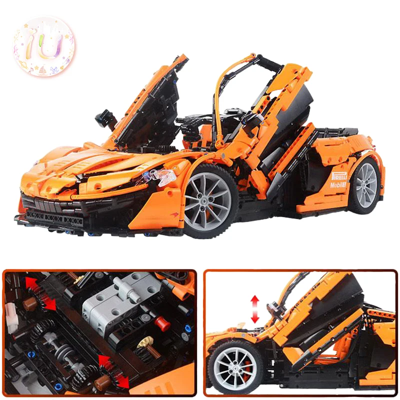 Technic Series MOC-16915 оранжевый гоночный автомобиль RC McLarened P1 модель строительные блоки