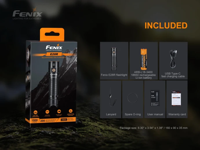 Фонарик Fenix E28R с магнитной зарядкой 1500 люмен фонарь батареей 3400 мАч|flashlight