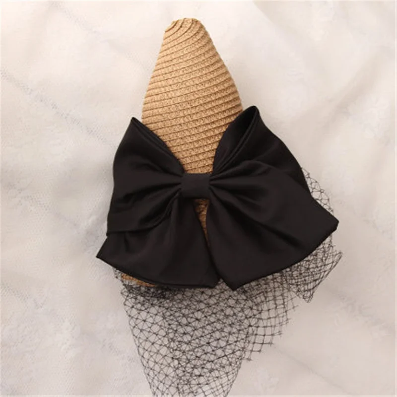 

Summer Women'S Sunshade Hat Forest Women'S Straw Hat Big Bow Mesh Breathable Beach Hat Foldable Fisherman'S Hat