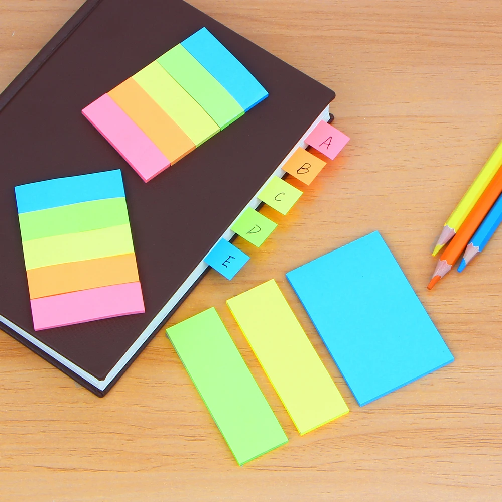 5 Color Cute 120 Pages Plastic Sticker Bookmark Point Marker Memo Flags Sticky Notes Office School Stationary |