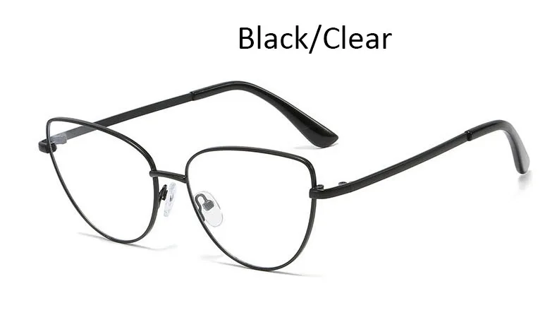 Black Clear Очки женские кошачьи очки оправа с прозрачными линзами Модные металлические оправы оптические черные женские очки - Цвет оправы: Black Clear