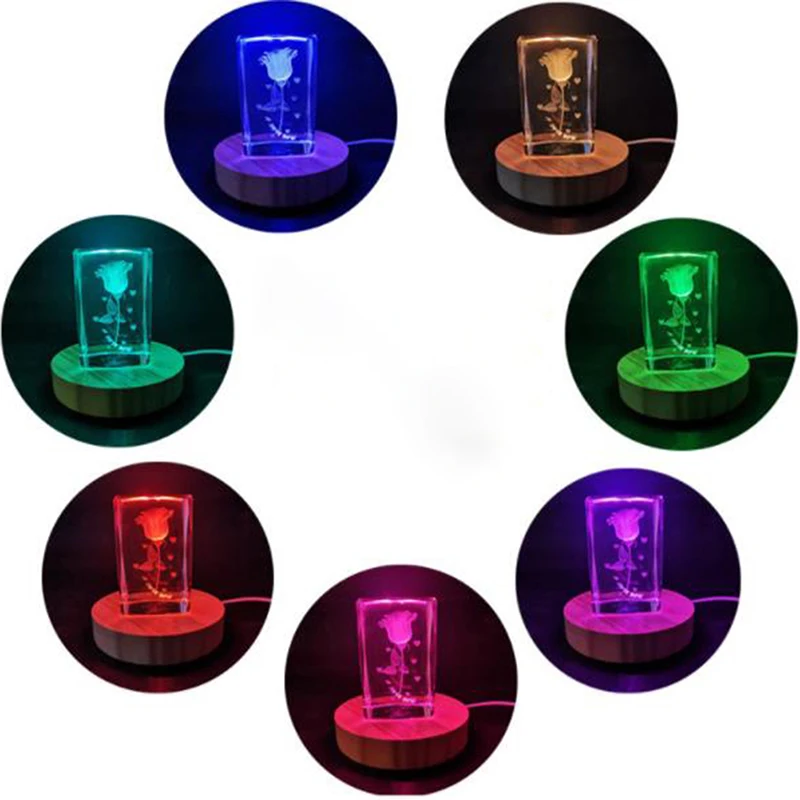 

Wood Light Base Rechargeable Wooden LED Light Rotating Display Stand