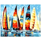 Набор для рисования по номерам tapb, абстрактная красочная лодка в море, для творчества, Ручная Роспись по холсту для взрослых, домашнее настенное украшение