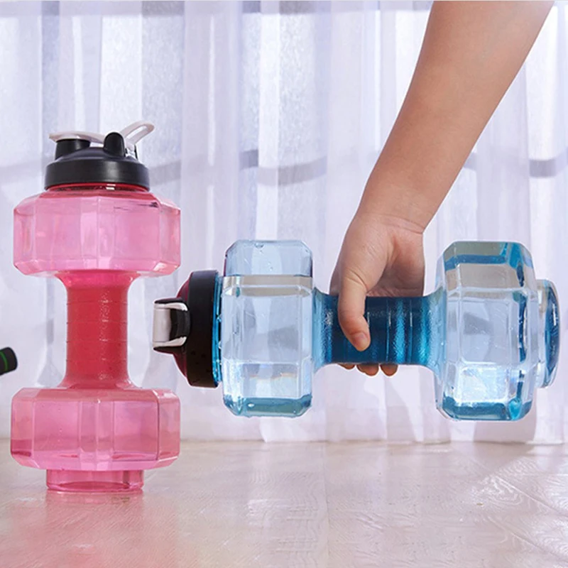 

2.2L Sports Water Bottle Sports Gym Jug Dumbbell Dumbell Shaped Workout Fitness Protein Leakproof Portable Unisex Unbreakable