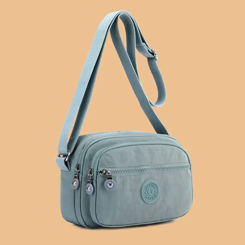 

Canvas Bag Women Crossbody 2021 New Nylon Oxford Cloth Women Bag Waterproof Lightweight Mom Style Bag Multi-Layer Small Bag