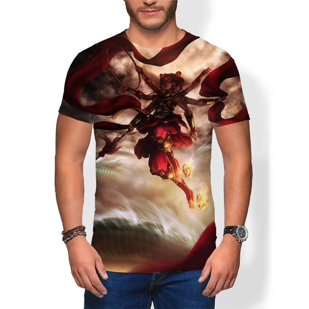 

Chinese Anime Nezha Animation Best-selling 2021 Hot Tops men Women's T-shirts for girls Colorful Graphic T shirts Kids Tees Boy