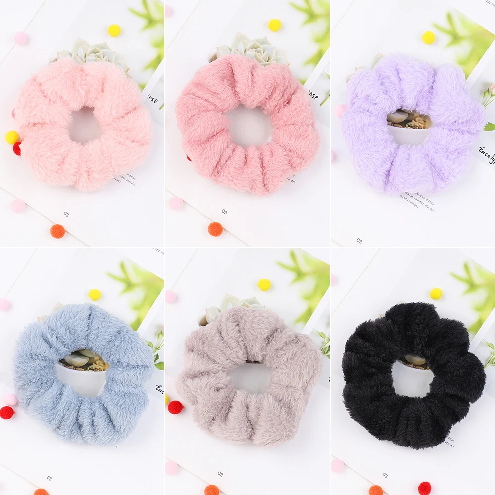 

Solid Color Elegant Hair Scrunchie For Women Girls Elastic Rubber Hair Band Large Intestine Hair Ring Headwear Hair Accessories