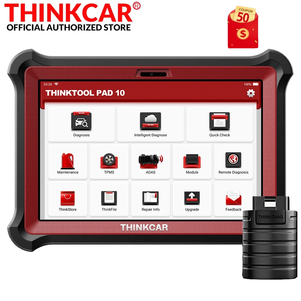 

THINKCAR ThinkTool Pad 10 Scan Tool Car Diagnostic Tools Full System All Maker 2 Year Free Update ECU Coding Active Test