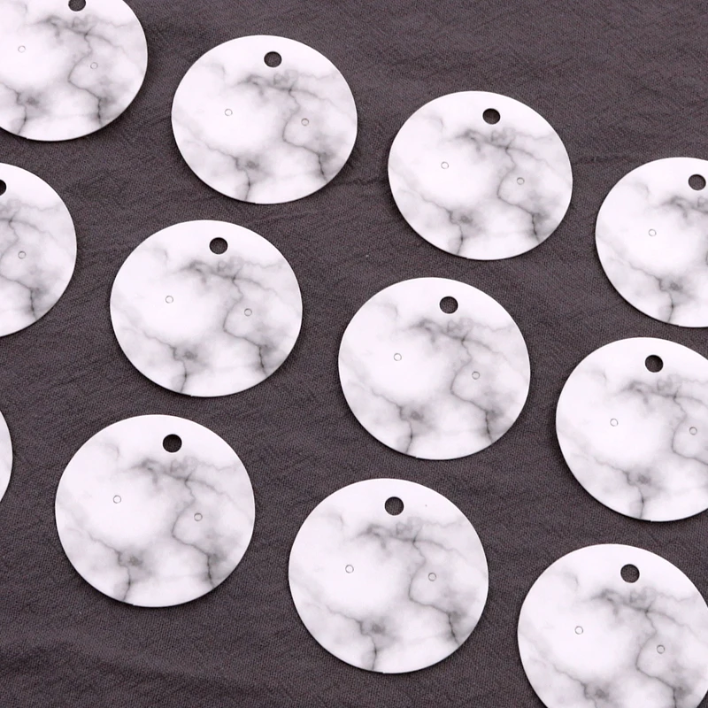 

100PCS/LOT Marbling Earrings Card White Jewelry Set Package Display Tag Circle Ear Studs Cards High Quality