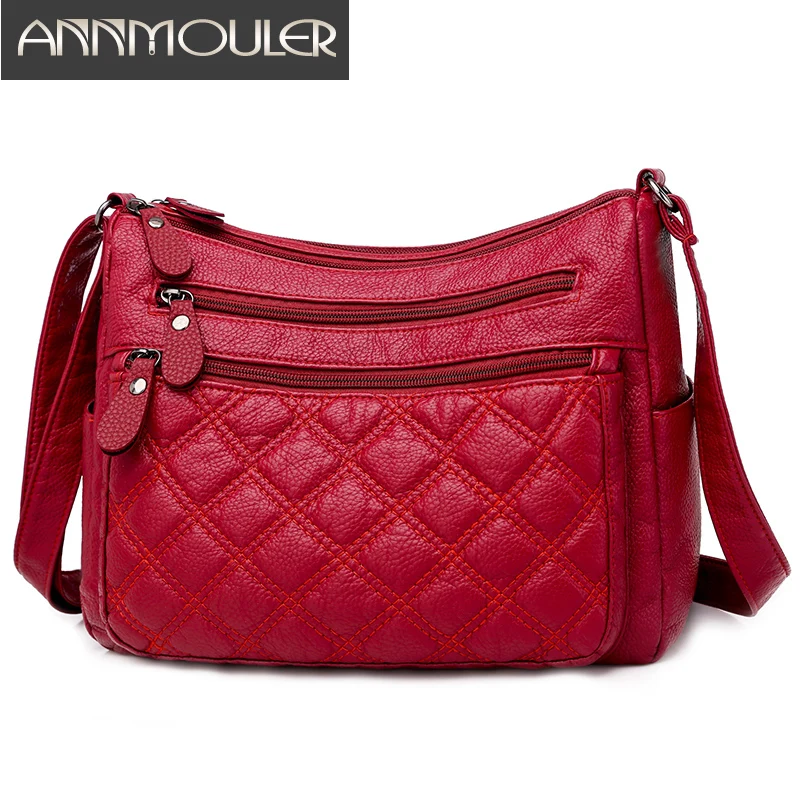 Женская сумка через плечо из искусственной кожи красная мягкая дизайнерская