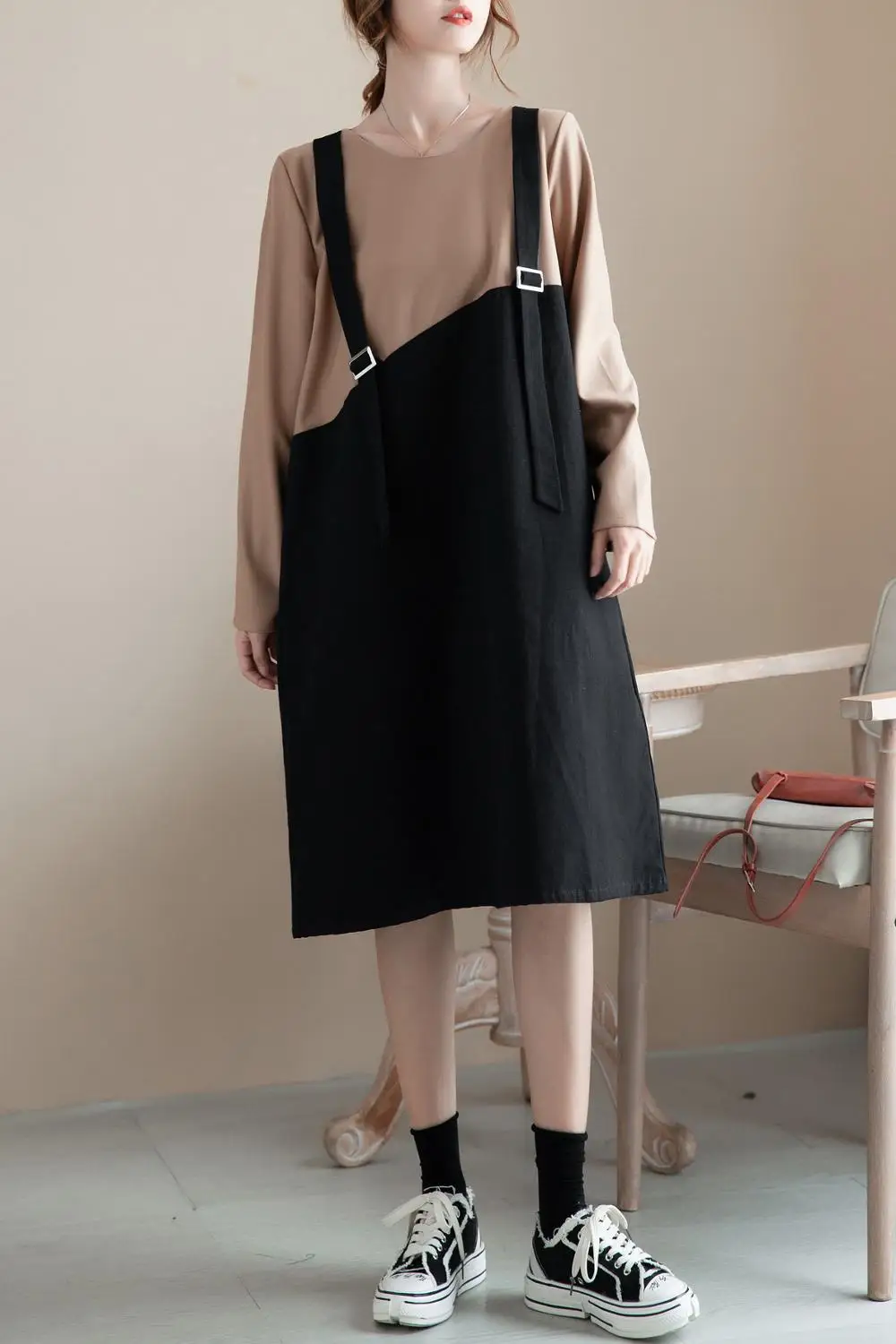 Женское осеннее модное Спортивное платье в стиле пэчворк 2020 Повседневная