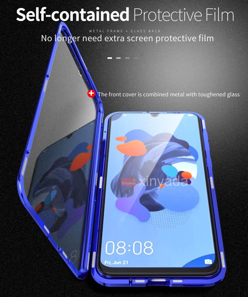 360 Full Body Case For Huawei P Smart Z Y9 Prime 2019 Plus double side Tempered Glass Flip Cover Magnet Magnetic | Мобильные