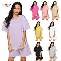 tracksuits womens two peices set pure color go out home leisure pure color suit oversized t shirts shorts candy color clothing