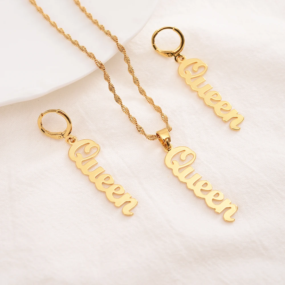 

Dubai Fashion Jewelry Sets Necklace queen Pendant Earrings Jewelry Gold Dubai Bridal Wedding Jewelry Party Gifts