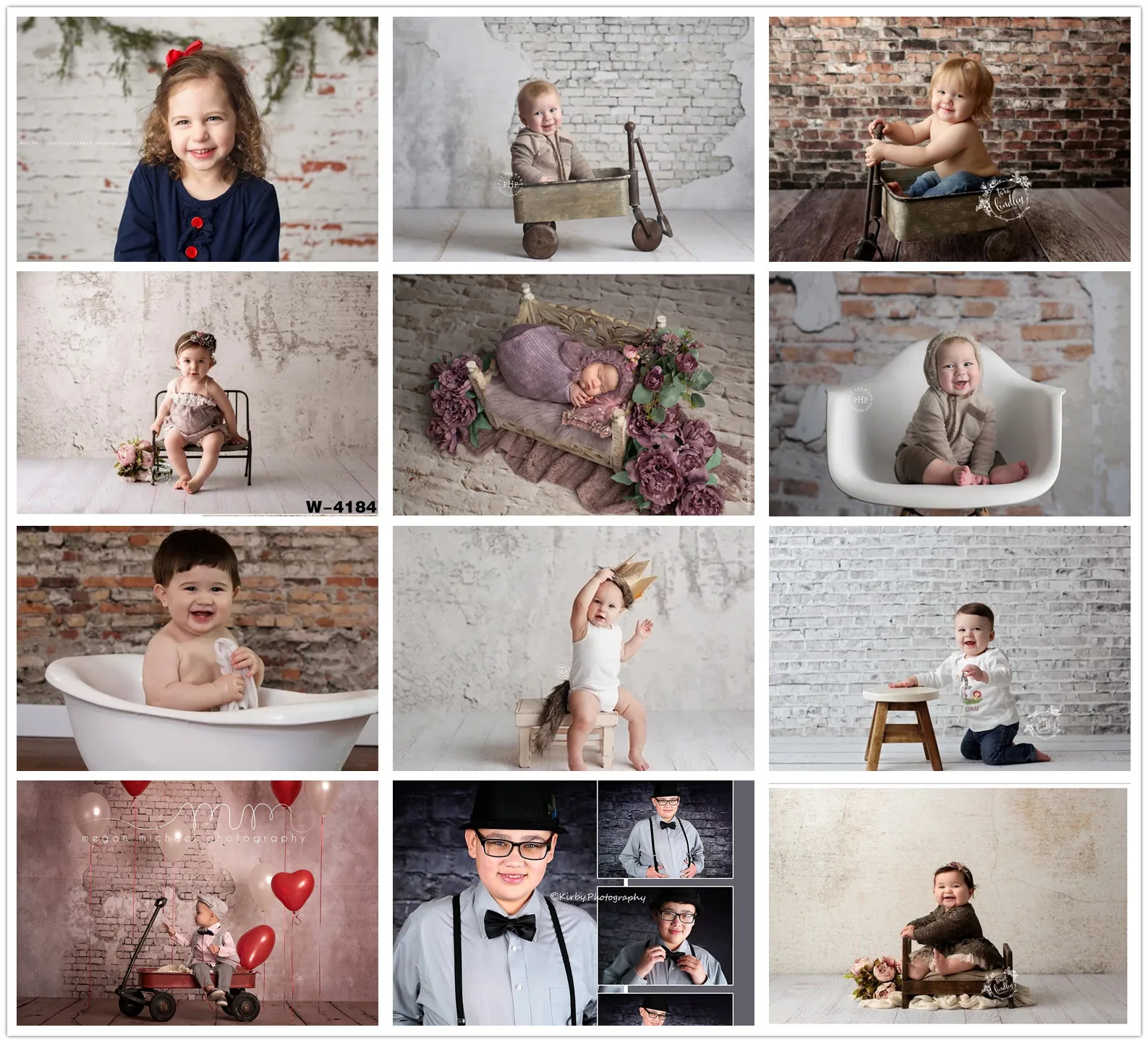 

HUAYI Photo Background Newborns Baby Child Photography Backdrop Studio Portraits Old Grunge Brick Wall Texture Birthday Decors