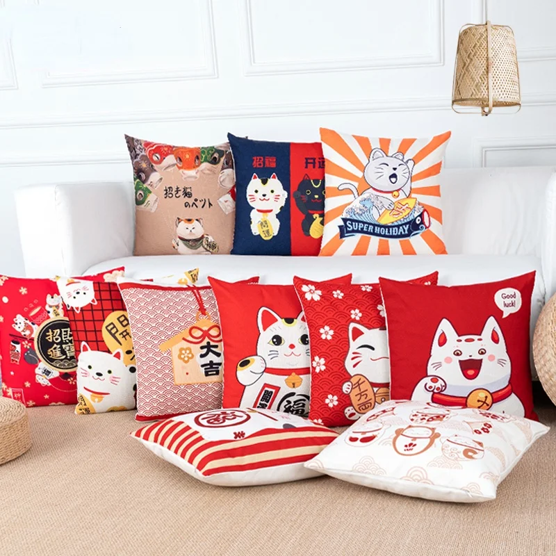 

Домашний декор, наволочка «Кот удачи» для гостиной, дивана, прикроватная наволочка, спинка сиденья, автомобильная наволочка, декоративные п...