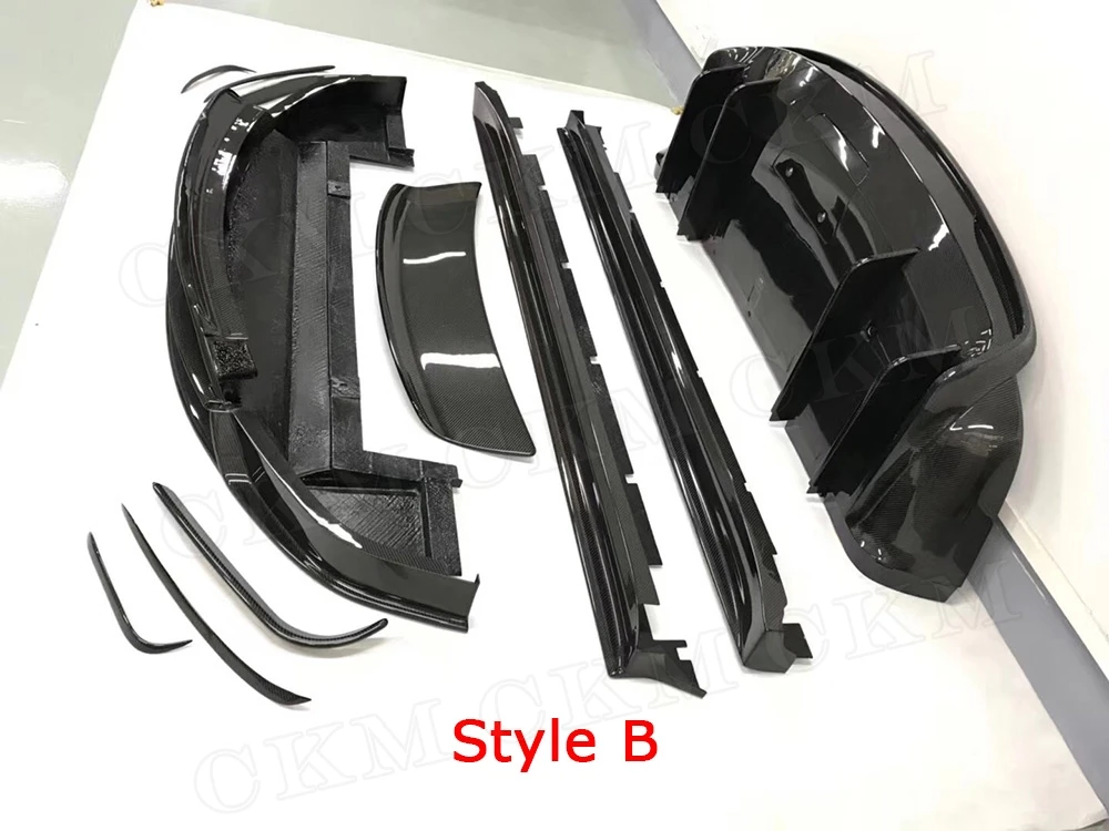 Style B Комплекты кузова из углеродного волокна для автомобиля, бампер для губ, разветвители, авто спойлер, боковые юбки для Tesla, модель X, автомобильный Стайлинг - Цвет: Style B