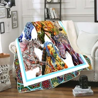 horse 3d printed fleece blanket for picnic thick fashionable bedspread sherpa throw blanket drop shipping
