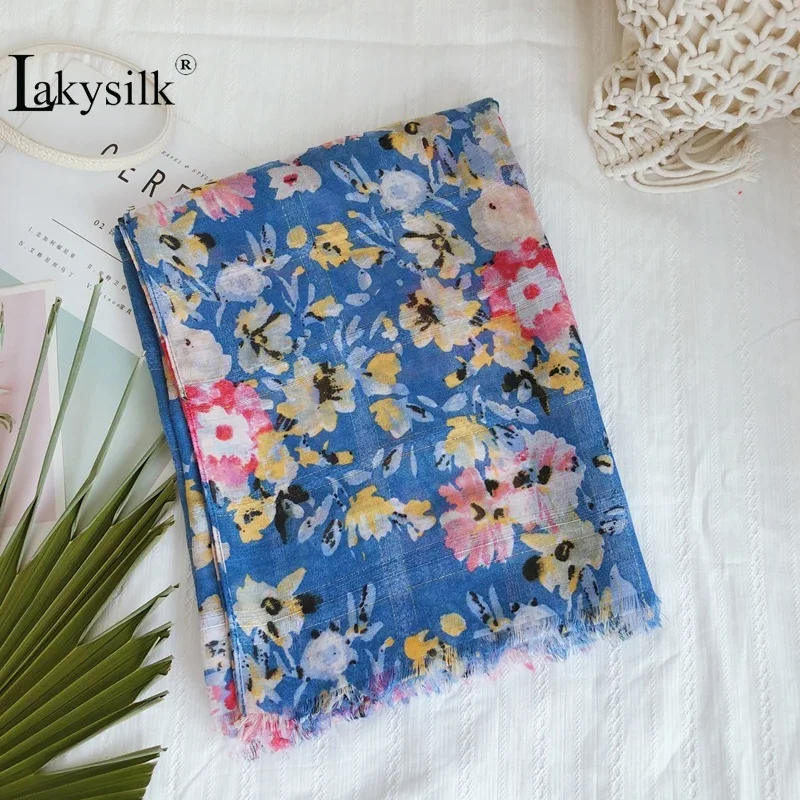 Женский элегантный шарф с принтом маргариток на весну и лето Открытый шейный