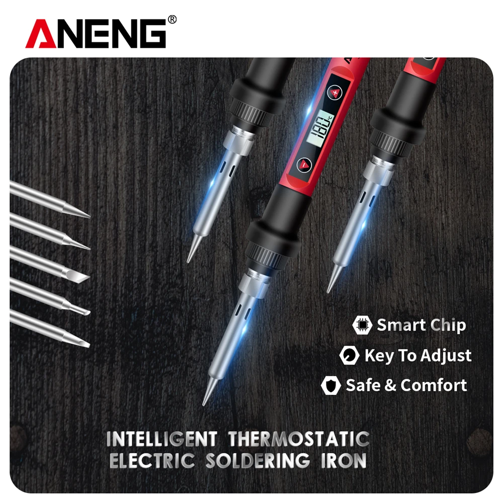 ANENG SL102 60W Digital Electric Soldering Iron kit Adjustable Temperature welding Tools Stand fer a souder solder tip solda | Инструменты