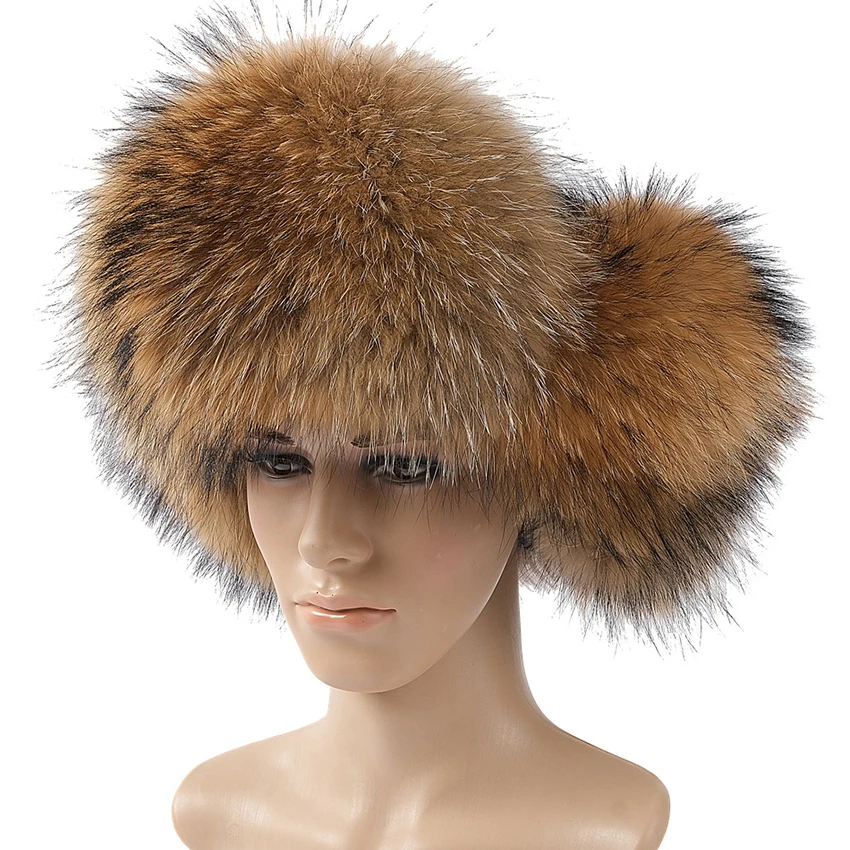 Natural Fur Airplane Hat Men's Winter Leisure Business Outdoor Warm Ear Protection Ski Hat New Products In 2021